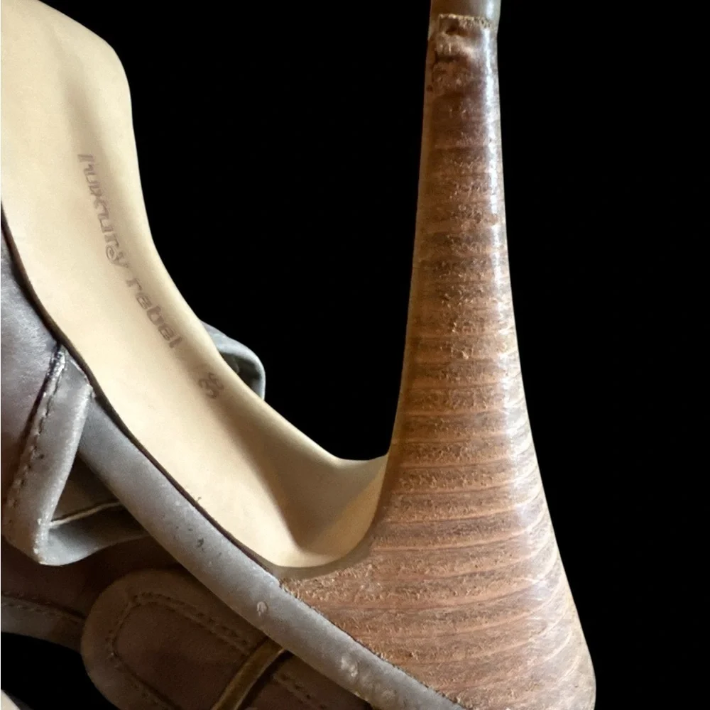 Luxury Rebel Brown Heeled Sandals with Ruched Detailing